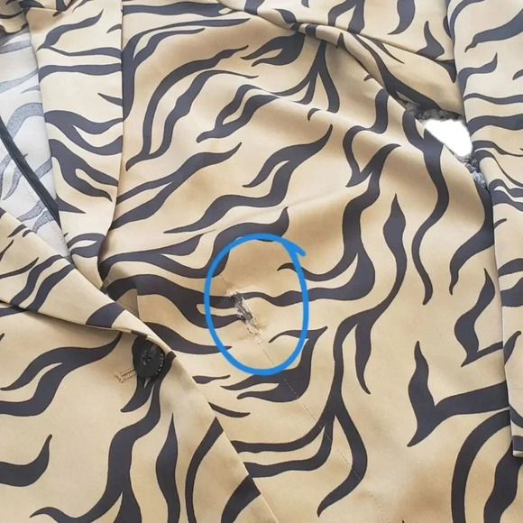 Scotch & Soda Brown Animal Print Relaxed Satin Blazer XS - Picture 2 of 5